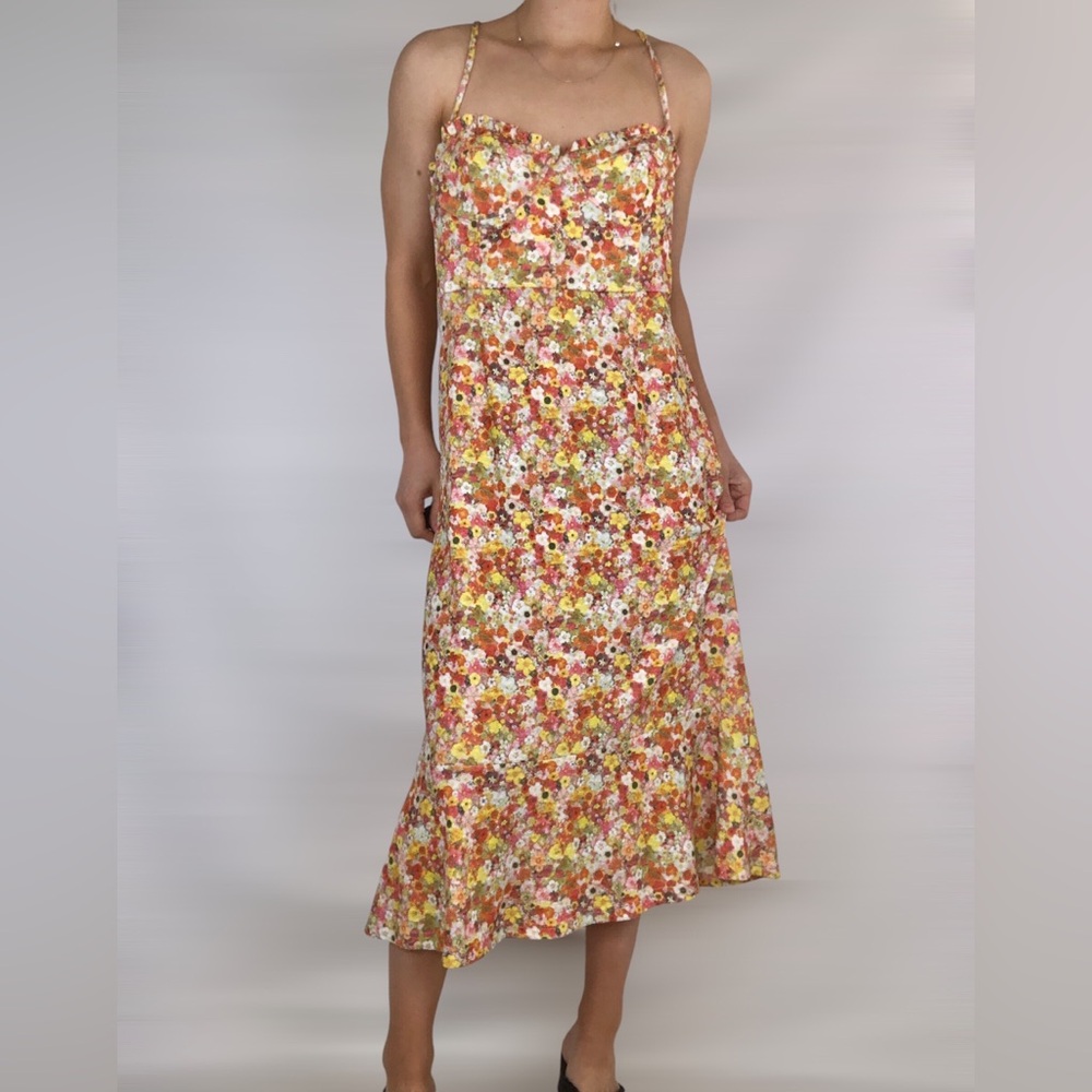 Anthropologie Hutch Sweetheart Midi Dress in Pink Combo
